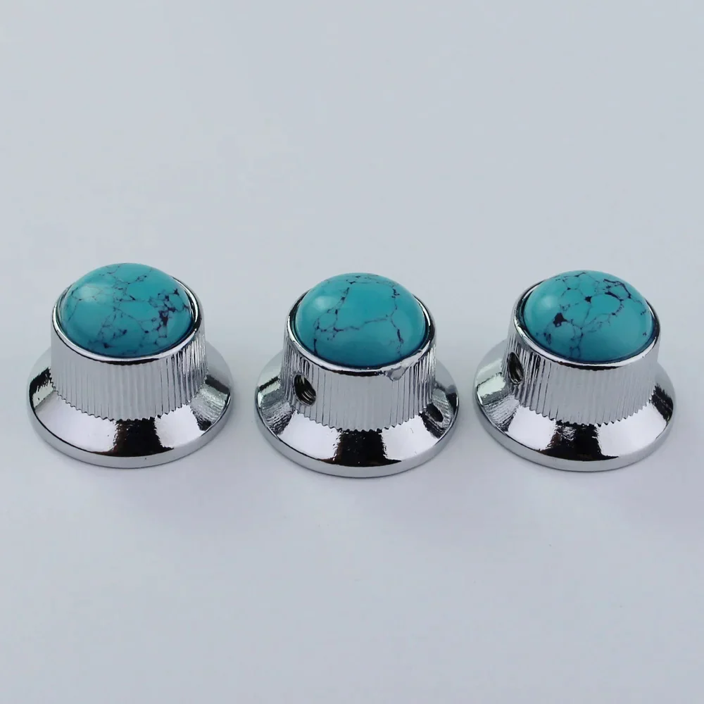 CKB020X  Blue Turquoise Surface Electric Guitar Bass Metal Control Volume Knob - Image 13