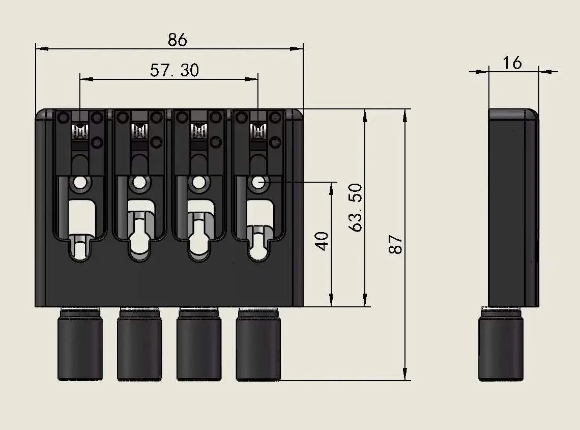 WB004 4-String Slightly Adjustable Headless Bass Bridge - Image 5