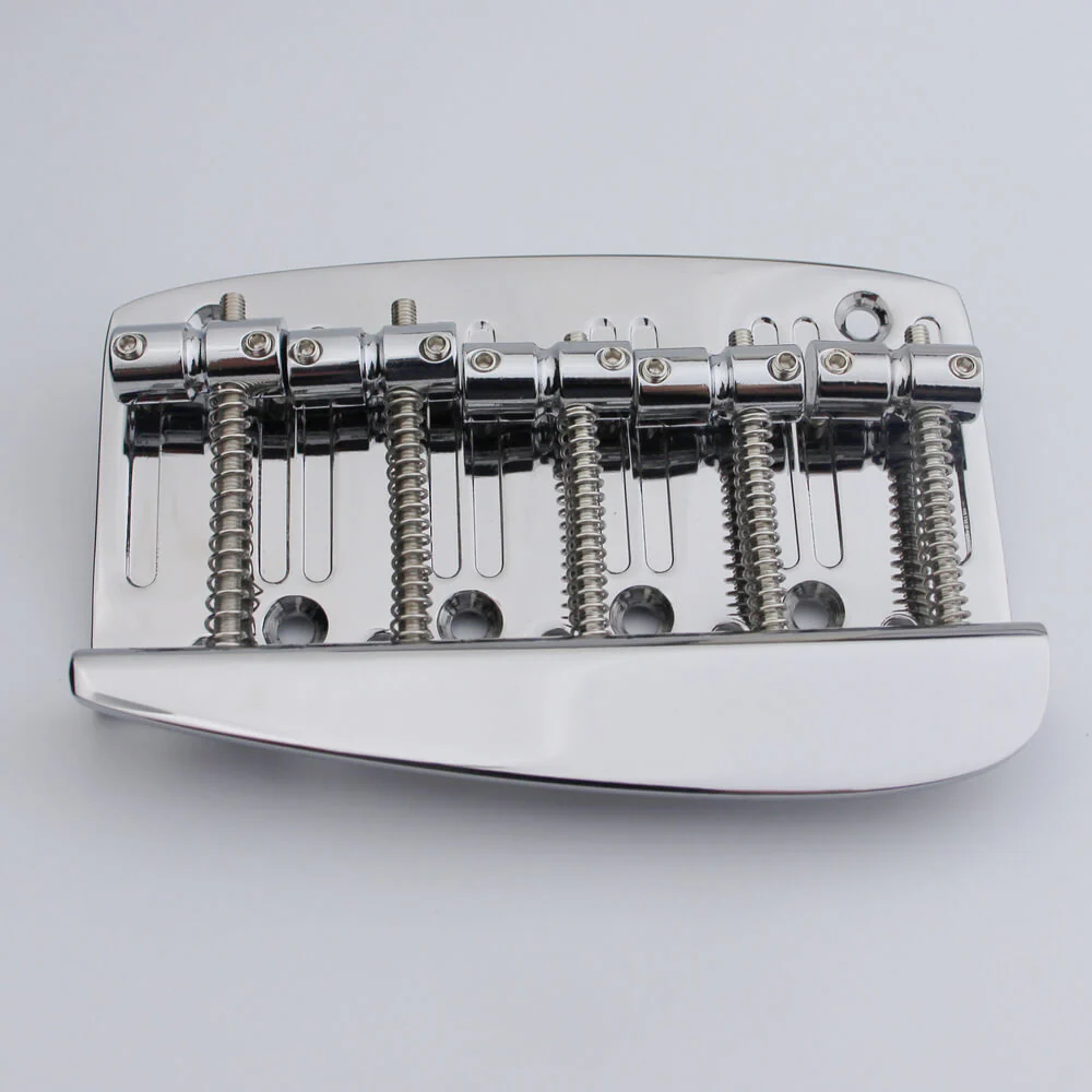 GB2013 Chrome 5 String Hard Tail Fixed Bass Brass Bridge - Image 5