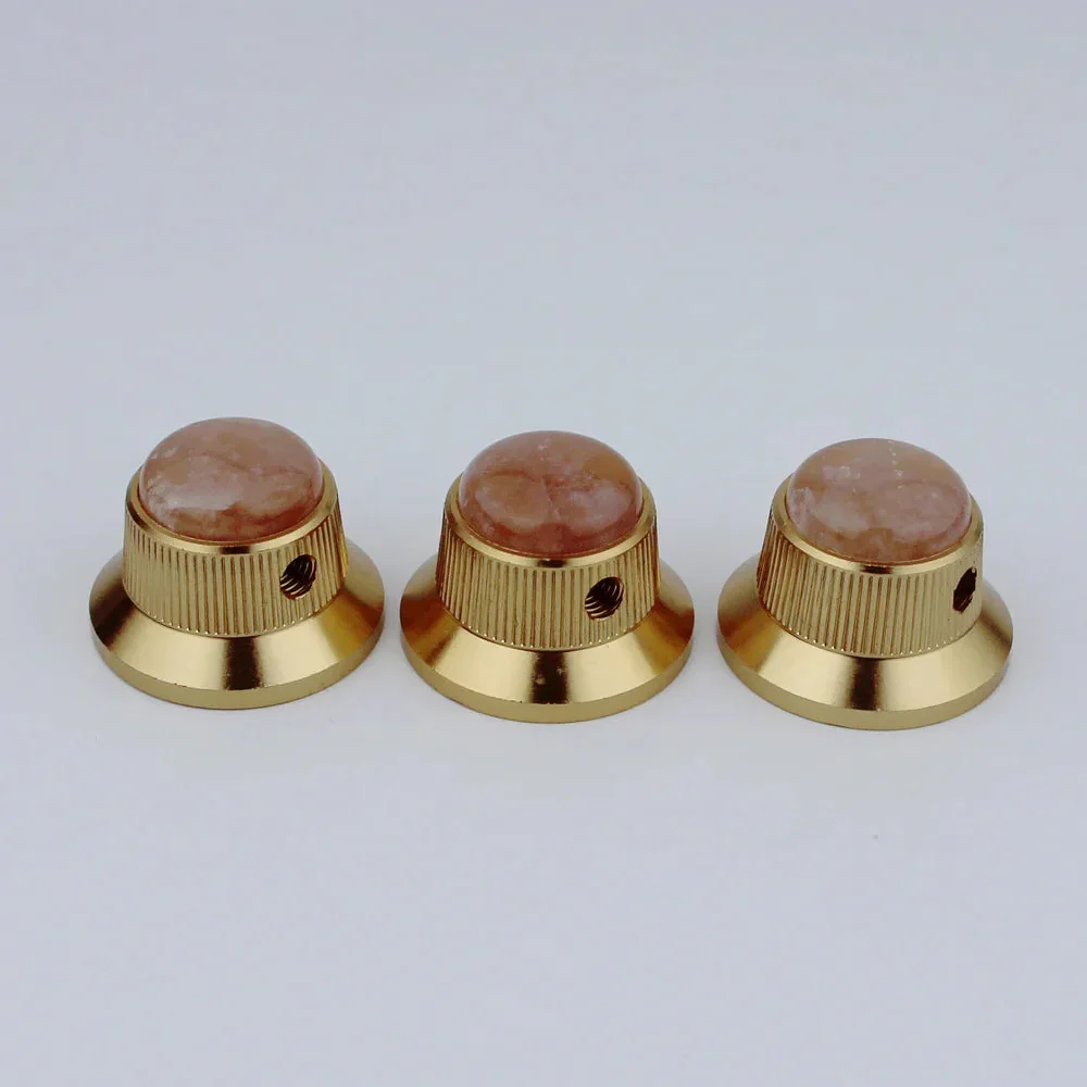 CKB020 Electric Guitar Bass Dia. 6 Metal Control Volume Knob Hat Type Opal Stone Surface - Image 34