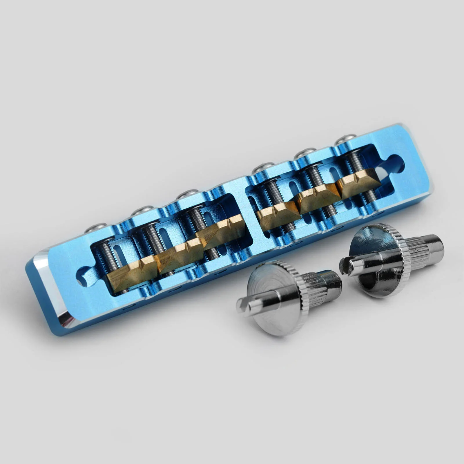 Guyker GMA-002 Lightweight CNC Machined Aluminum Guitar Bridge with Brass Saddles - Image 11