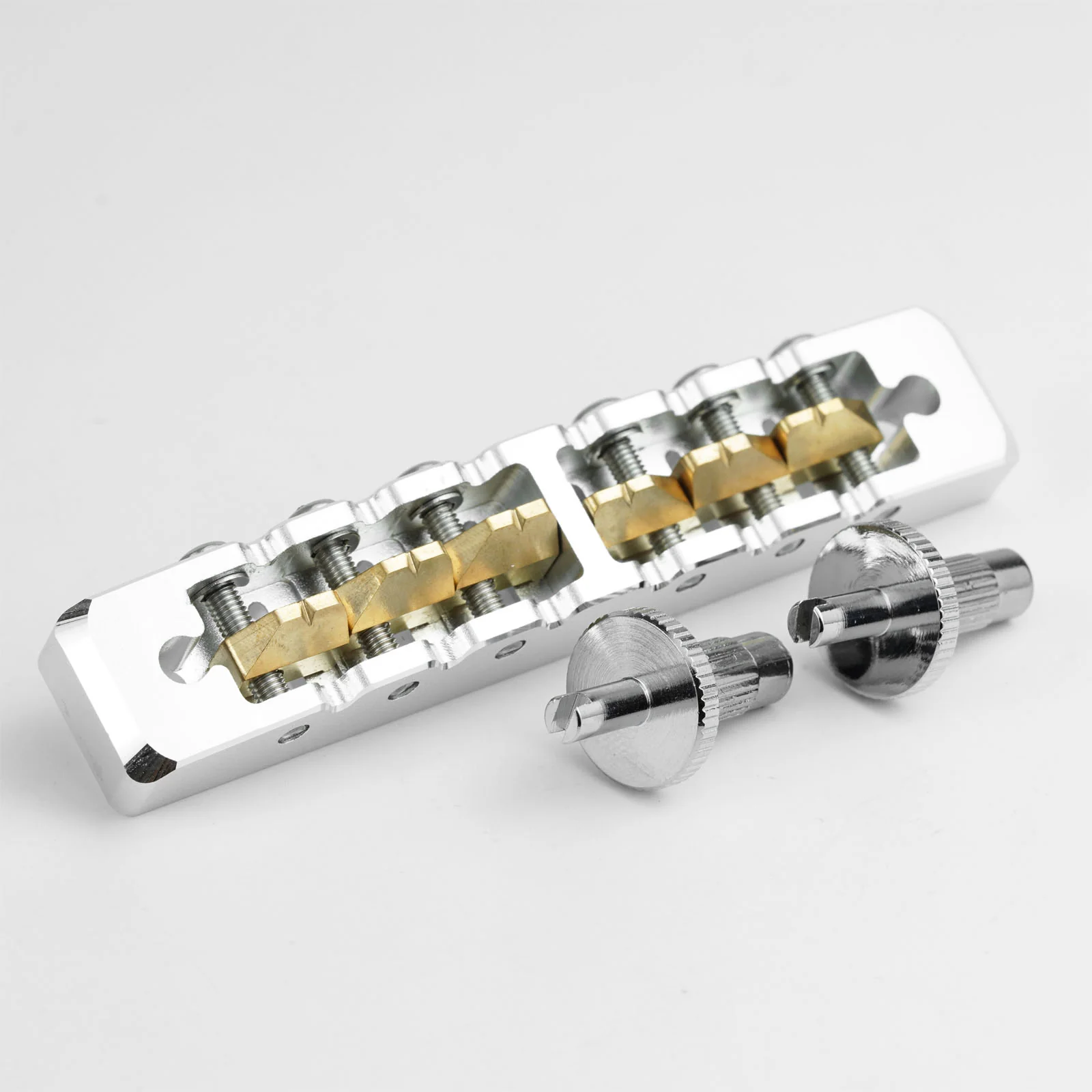 Guyker GMA-002 Lightweight CNC Machined Aluminum Guitar Bridge with Brass Saddles - Image 3