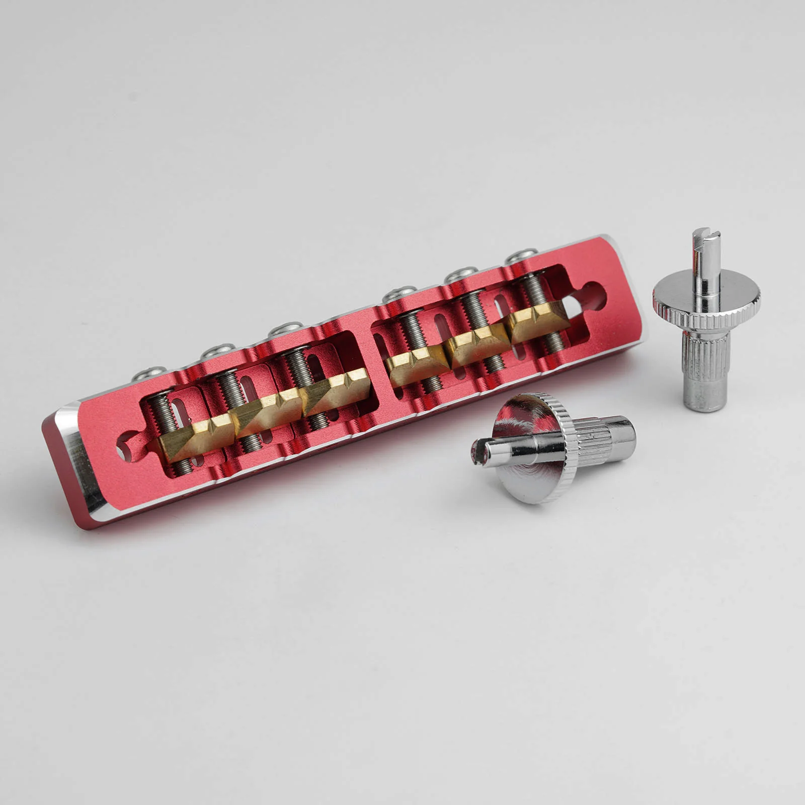 Guyker GMA-002 Lightweight CNC Machined Aluminum Guitar Bridge with Brass Saddles - Image 4