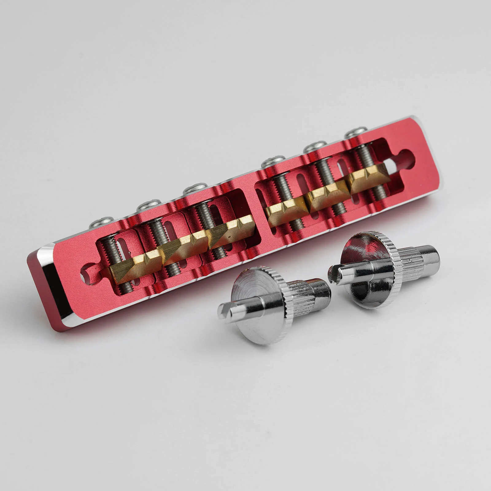Guyker GMA-002 Lightweight CNC Machined Aluminum Guitar Bridge with Brass Saddles - Image 5