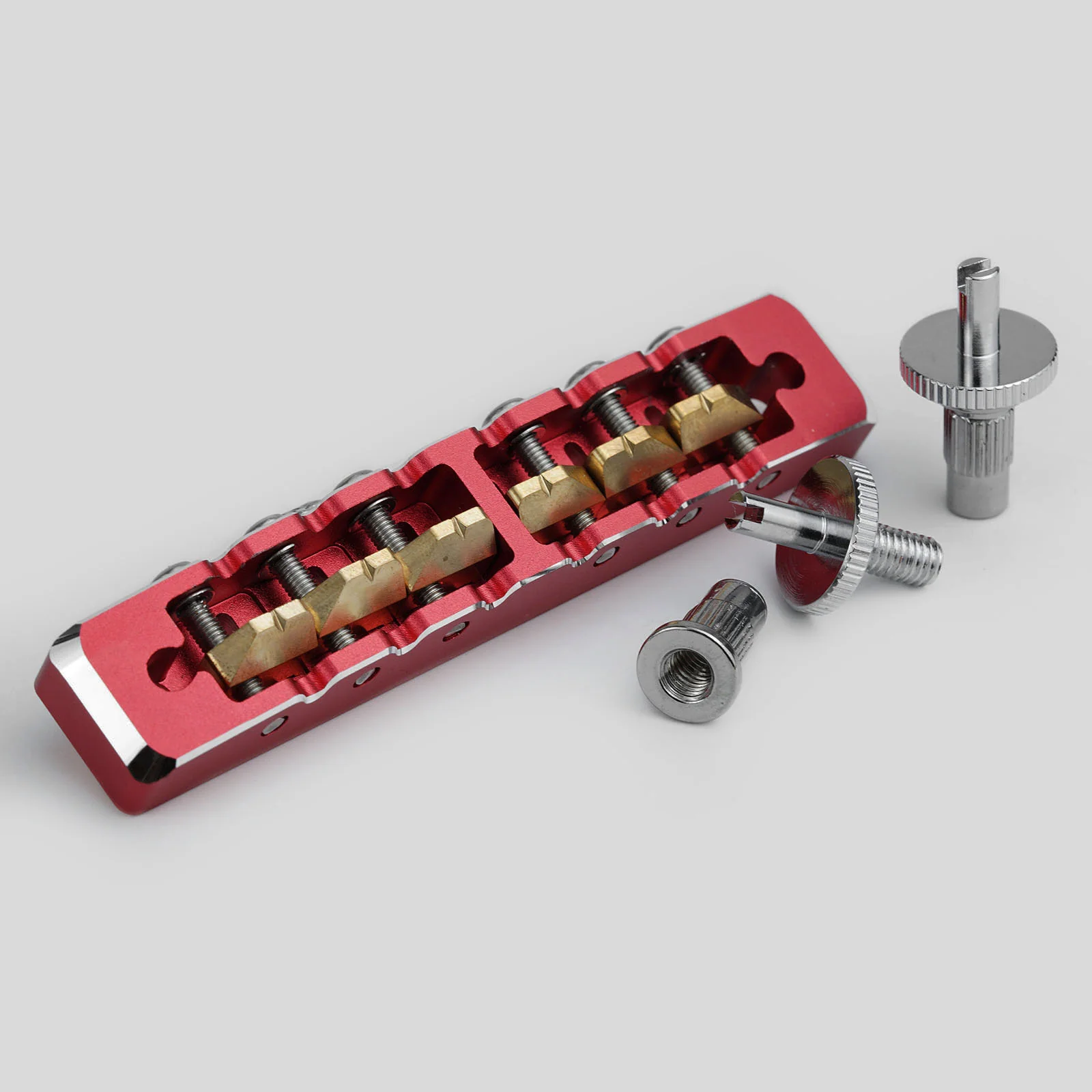 Guyker GMA-002 Lightweight CNC Machined Aluminum Guitar Bridge with Brass Saddles - Image 7