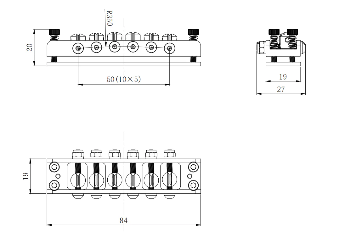 Guyker GMA-100 Roller Saddle Hardtail Bridge Rickenbacker Style for 6 & 12-String Guitar - Image 12