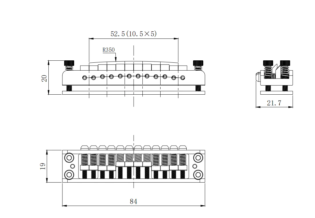 Guyker GMA-100 Roller Saddle Hardtail Bridge Rickenbacker Style for 6 & 12-String Guitar - Image 20