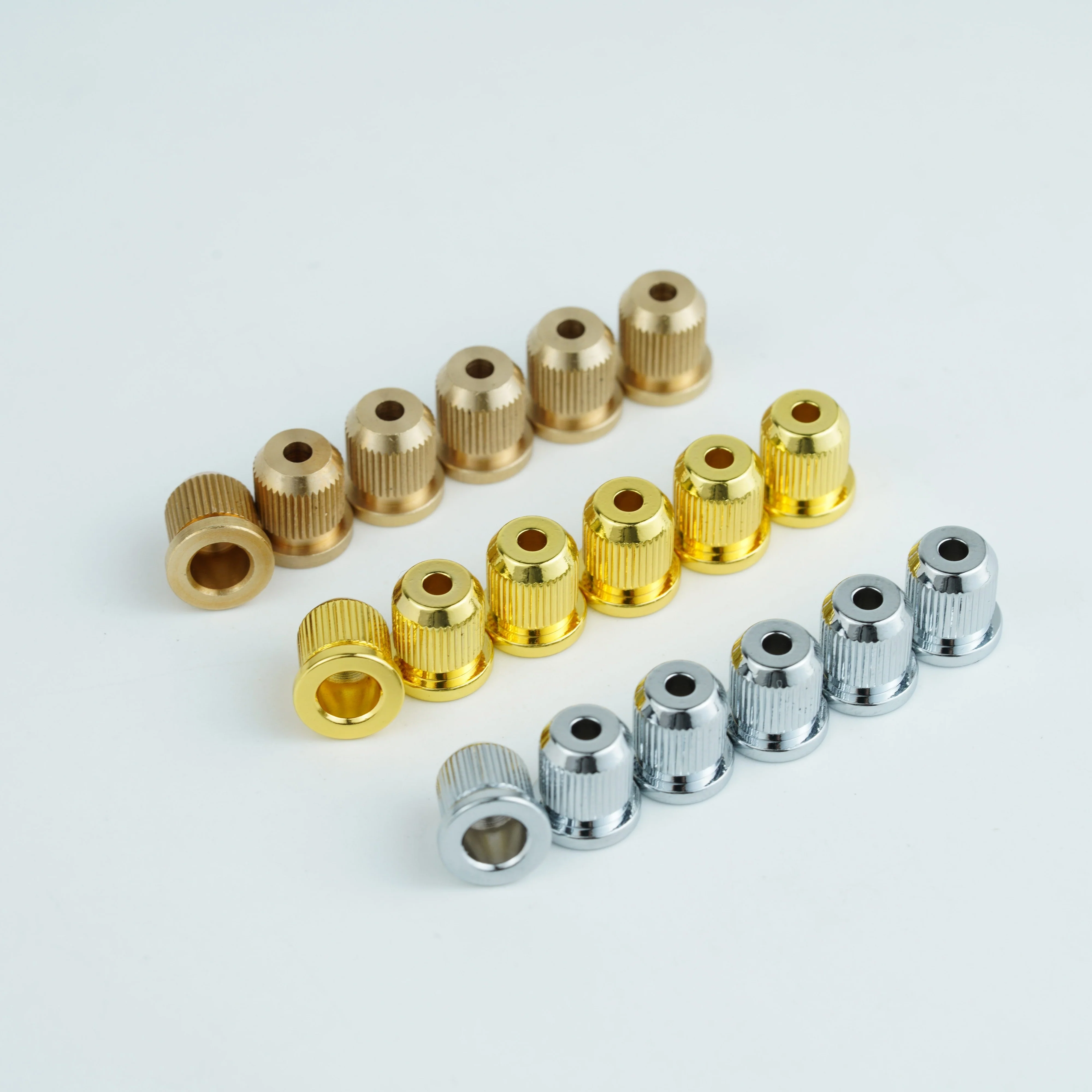 Guyker FB-01 Brass Guitar String Ferrules for String-Through Body Electric Guitar, 9mm Flange Diameter, Set of 6 - Image 6