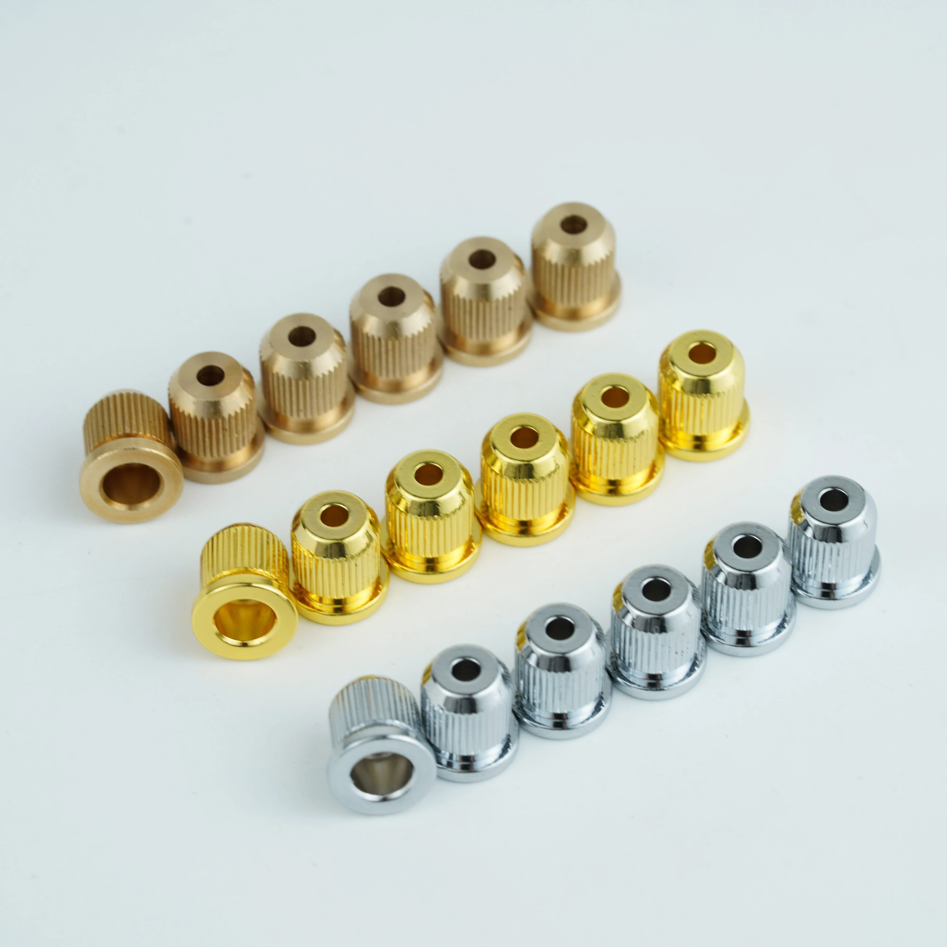 Guyker FB-01 Brass Guitar String Ferrules for String-Through Body Electric Guitar, 9mm Flange Diameter, Set of 6 - Image 7