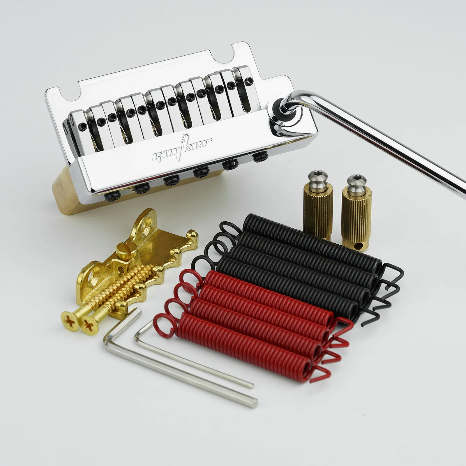 Guyker GG1009-T 2-Point Tremolo Bridge with Brass Roller Saddles for Strat-Style Electric Guitar - Image 11