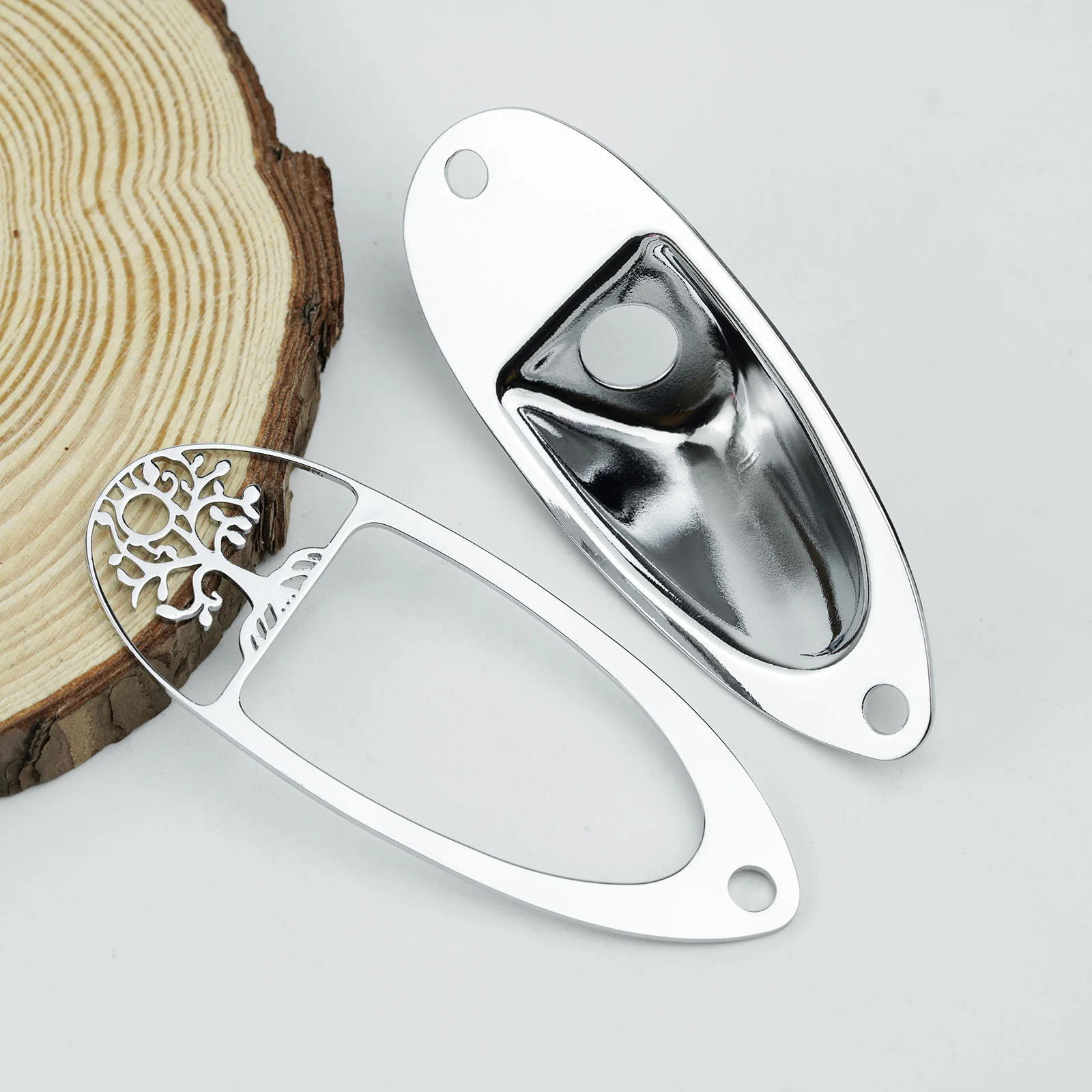 Guyker GJ008 + GJ007 Metal Jack Plate Oval Boat Style for Electric Guitar & Bass - Image 5
