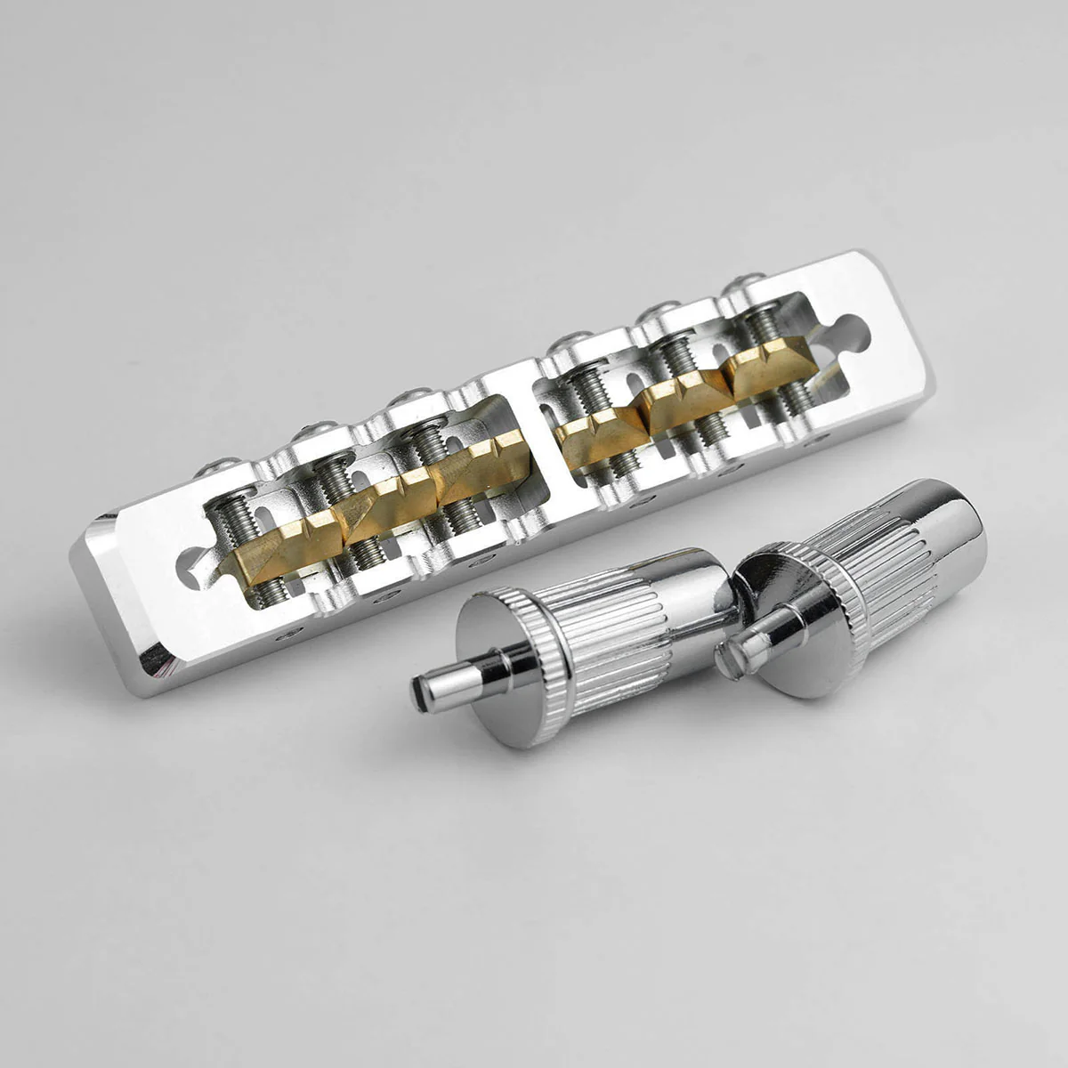 Guyker GMA-001 Lightweight CNC Machined Aluminum Guitar Bridge with Brass Saddles - Image 3