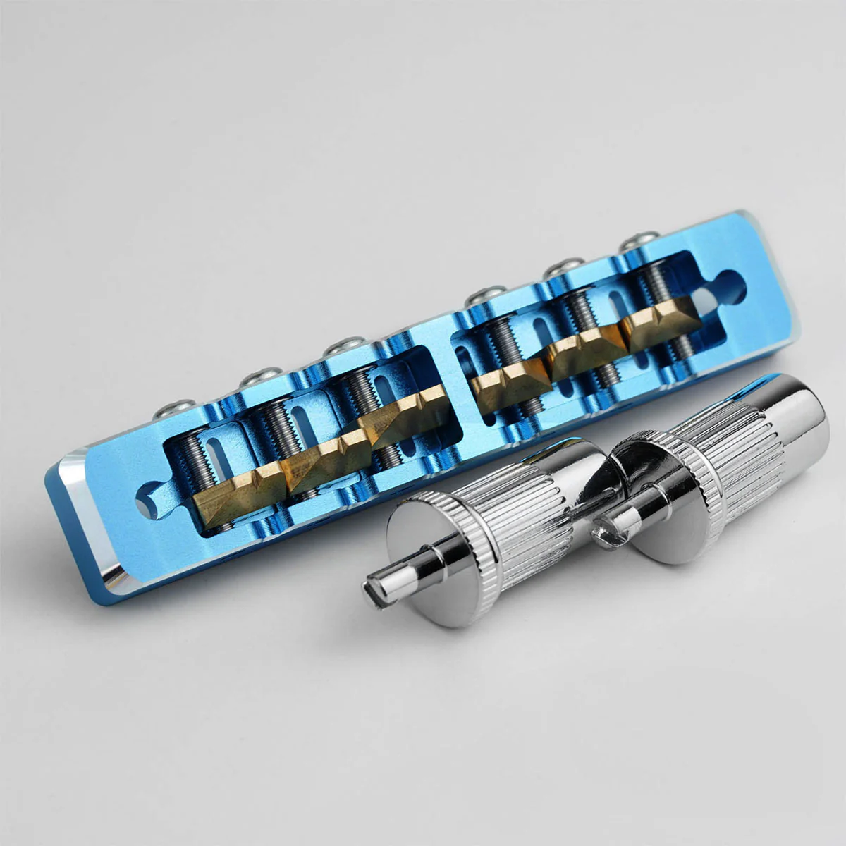 Guyker GMA-001 Lightweight CNC Machined Aluminum Guitar Bridge with Brass Saddles - Image 4