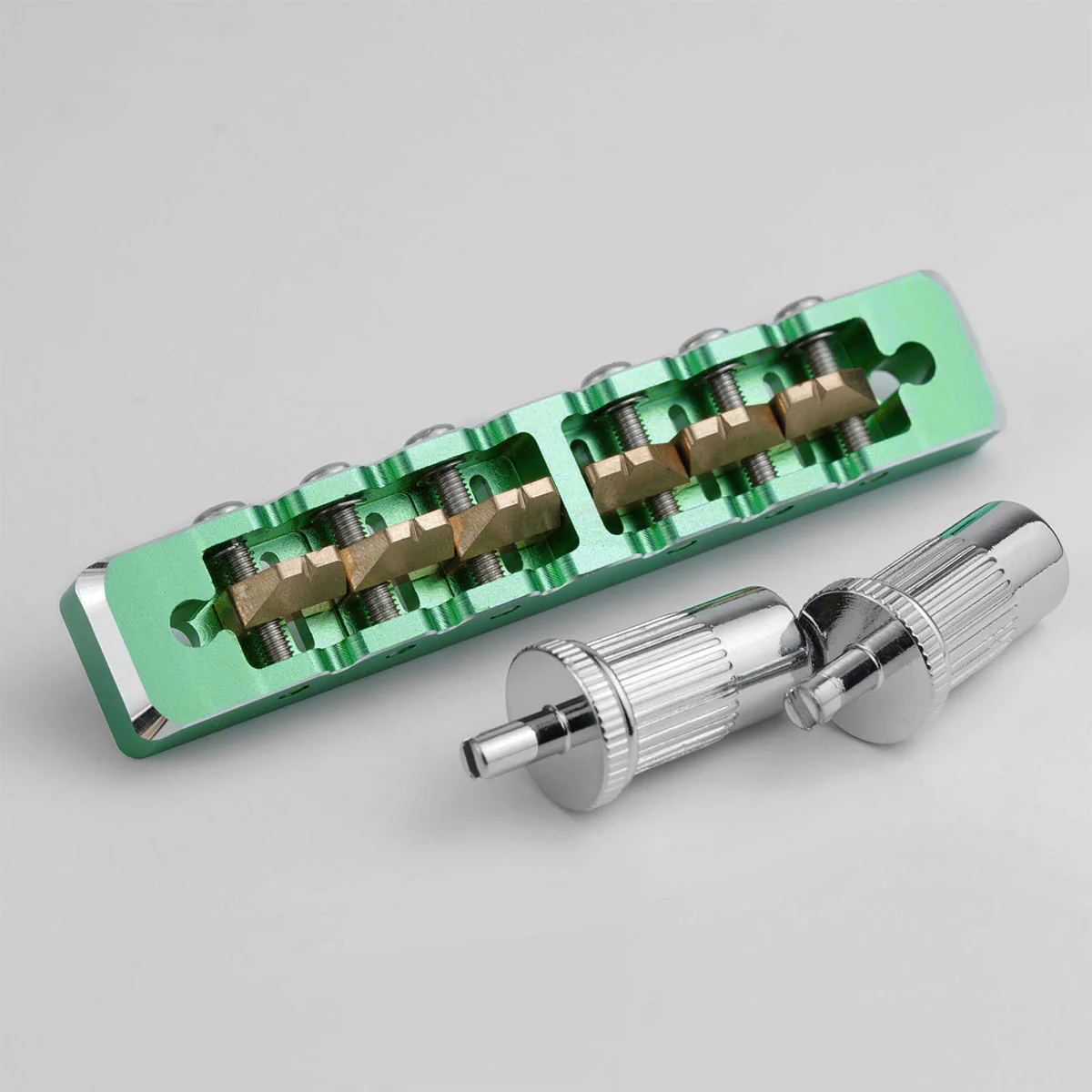 Guyker GMA-001 Lightweight CNC Machined Aluminum Guitar Bridge with Brass Saddles - Image 5