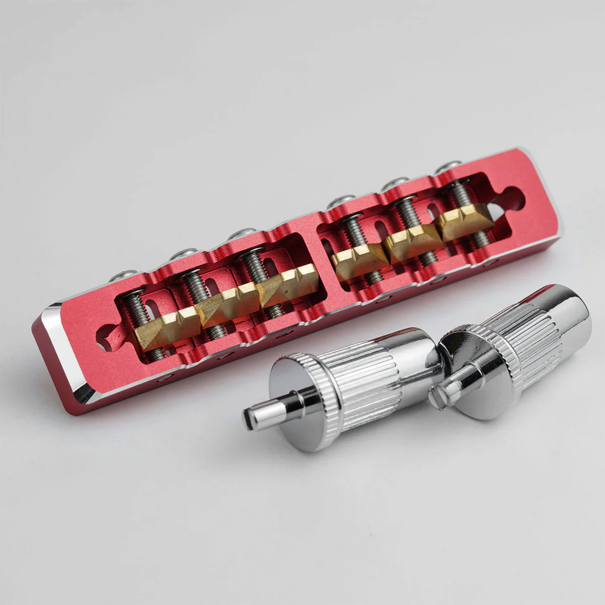 Guyker GMA-001 Lightweight CNC Machined Aluminum Guitar Bridge with Brass Saddles - Image 8