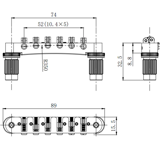 Guyker GMA-008 CNC Tune-O-Matic Roller Bridge Brass Saddles Aluminum Alloy Body for Electric Guitars - Image 4