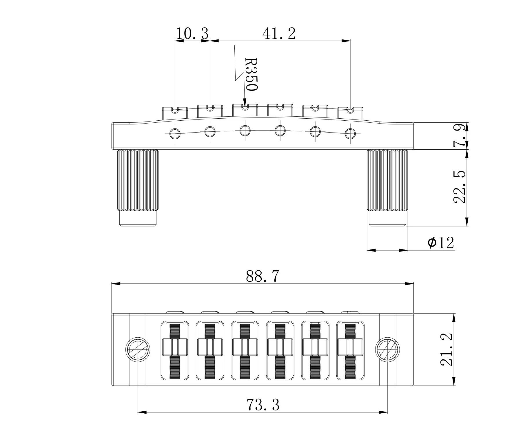 Guyker GMA013 Harmonica-Style Tune-O-Matic Bridge for LP/SG Guitars - Image 9