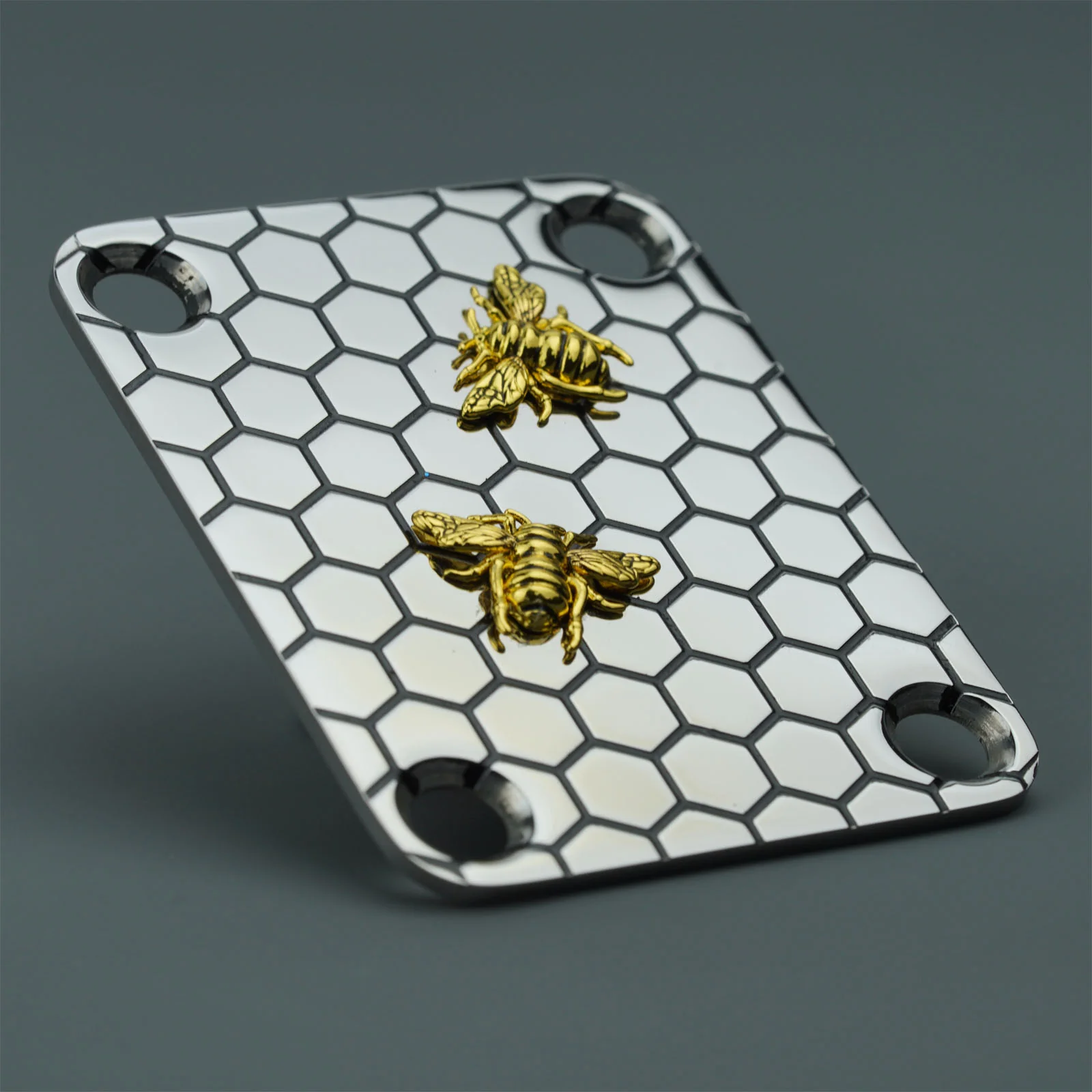 Guyker GN005 Stainless Steel Bee 4-Hole Neck Plate for Electric Guitar - Image 3