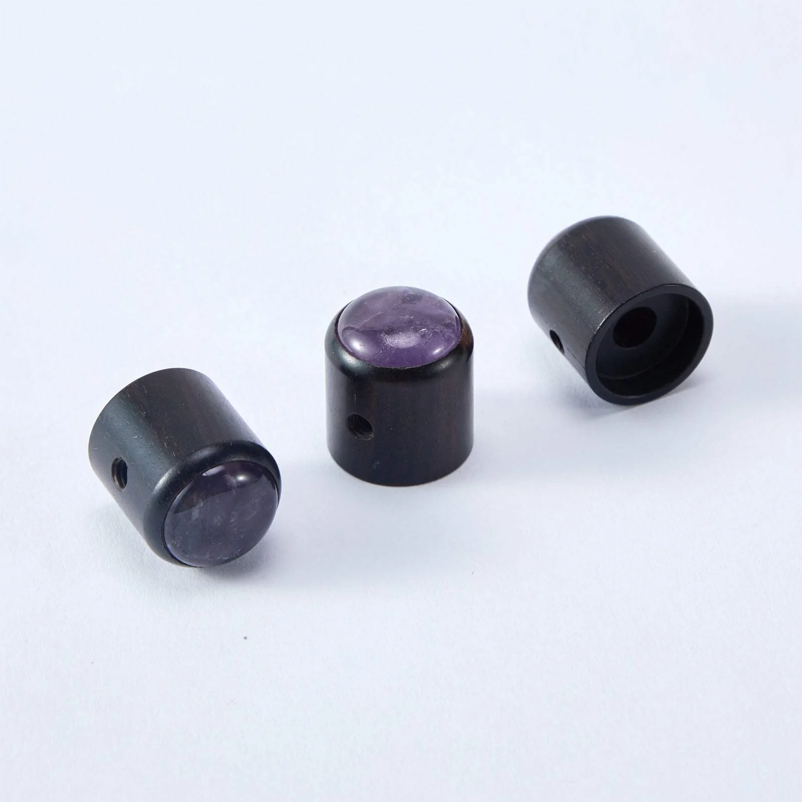WK013 Guitar Bass Natural Amethyst Stone Surface Control Knobs with 6mm Dia. - Image 3