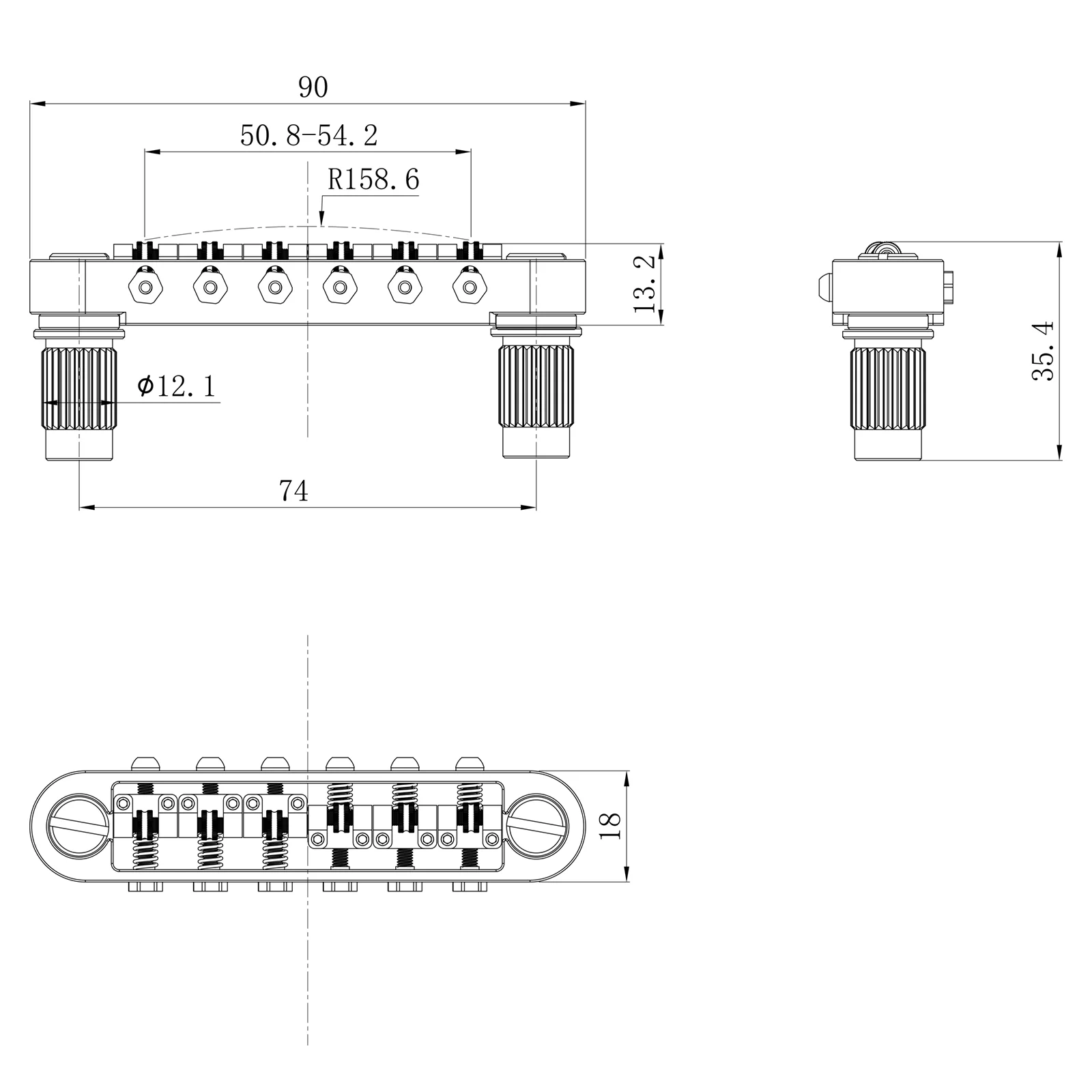 Guyker Guitar Bridge GMA-016A with Adjustable String Spacing - Image 6