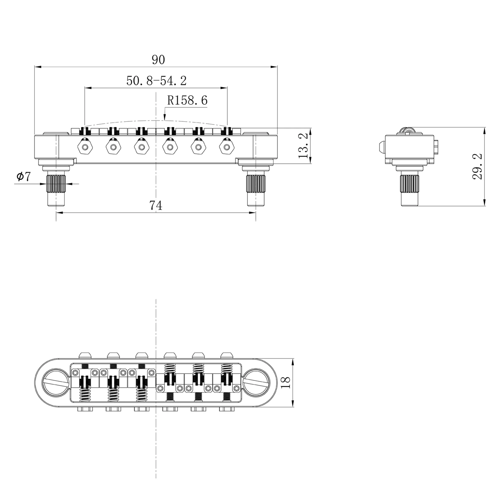 Guyker Guitar Bridge GMA-016B with Adjustable String Spacing - Image 6