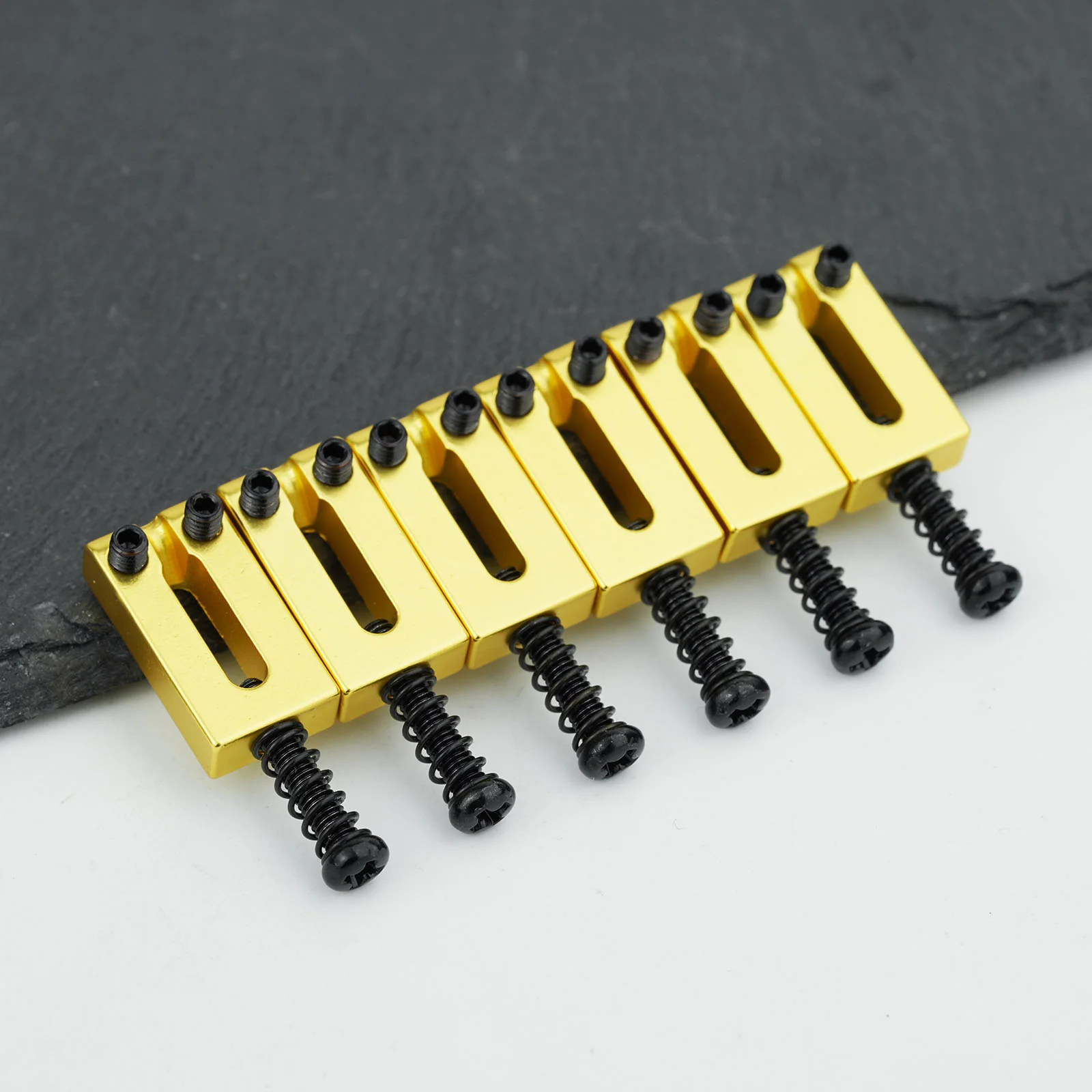 Guyker MA001 Guitar Bridge Saddles Stainless Steel Block Style Set of 6 - Image 9