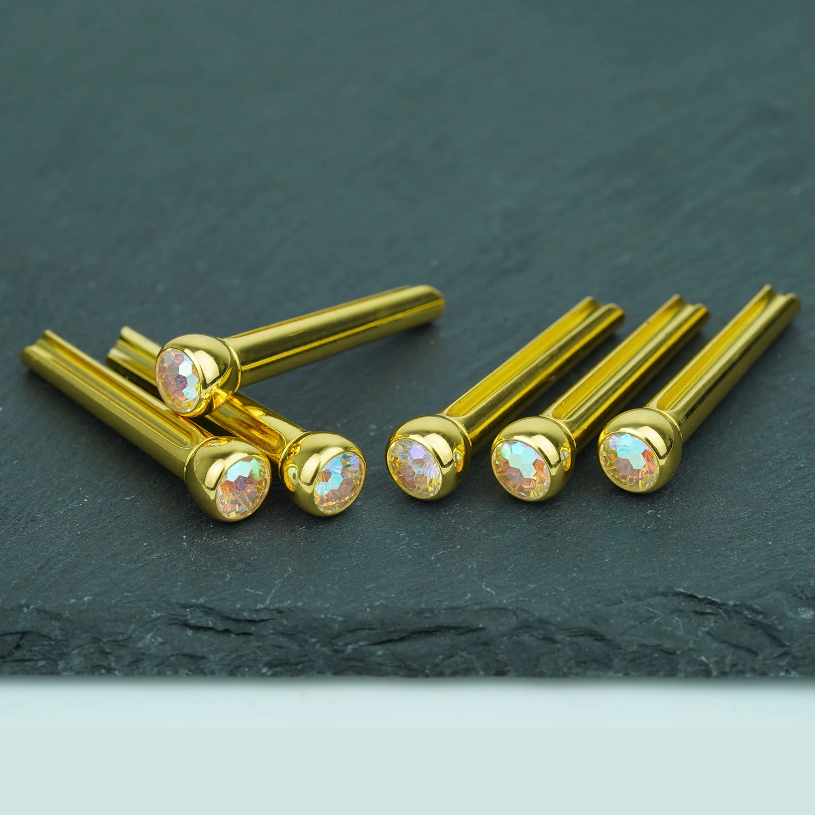 Guyker GX-005 Acoustic Guitar Bridge Pins with Pink Diamond Pattern Design - Image 3
