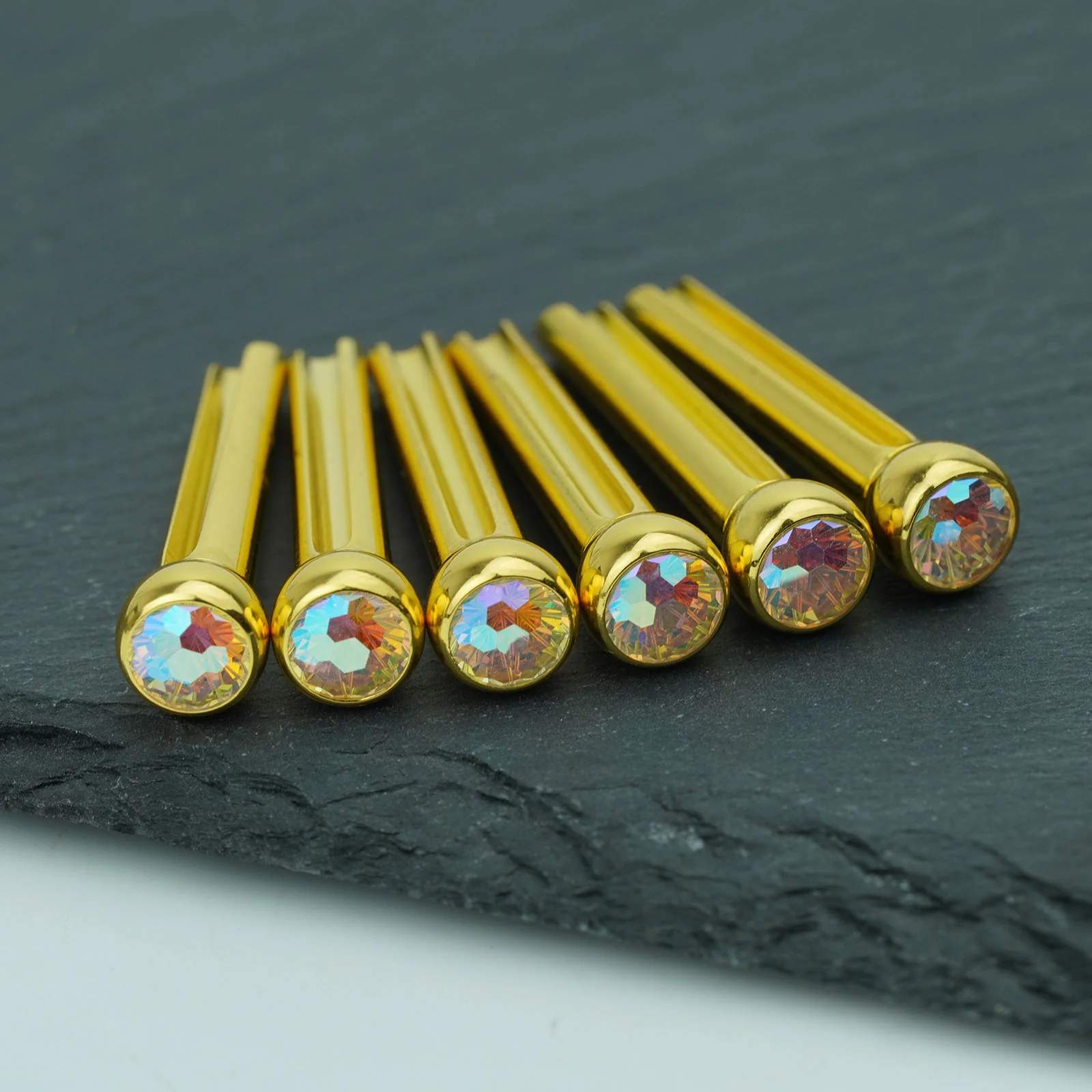 Guyker GX-005 Acoustic Guitar Bridge Pins with Pink Diamond Pattern Design - Image 4