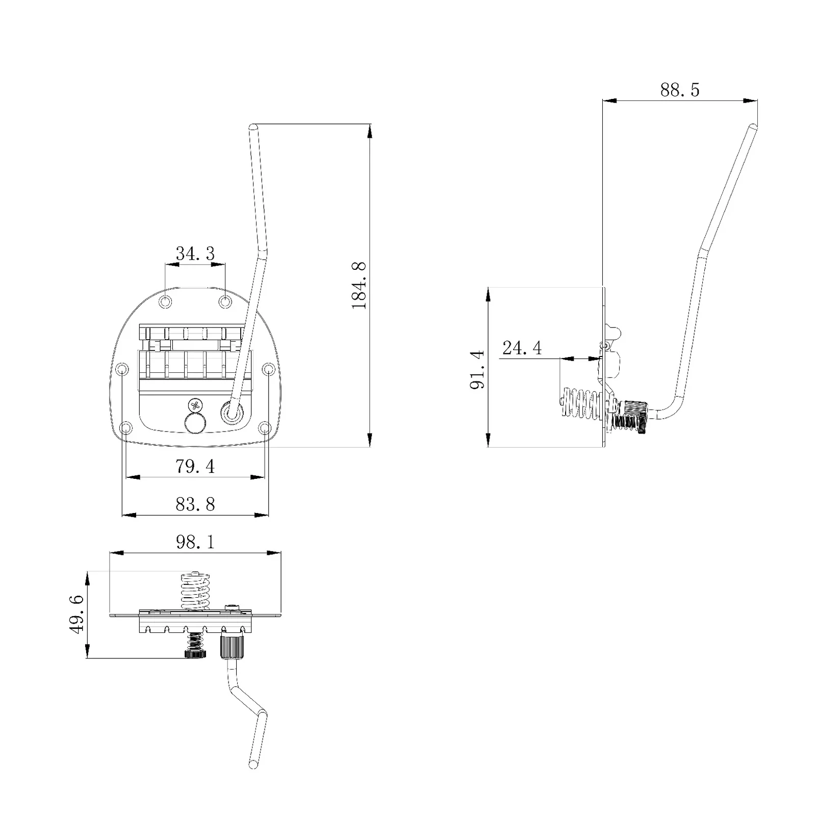 Guyker JM002 Jazzmaster Tremolo Bridge System with Upgraded Stainless Steel Vibrato Arm - Image 3