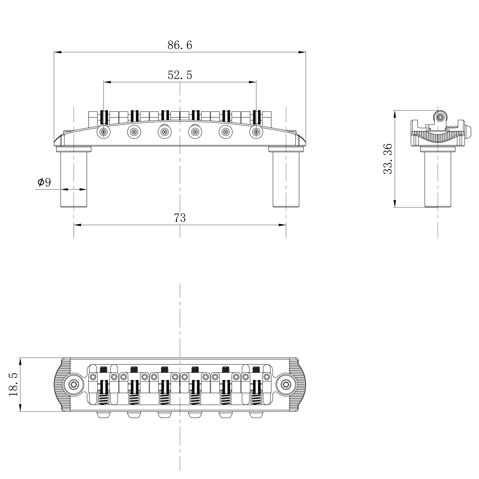 Guyker JZA-003 Jazzmaster Style 6-String Guitar Bridge with Adjustable String Spacing - Image 6