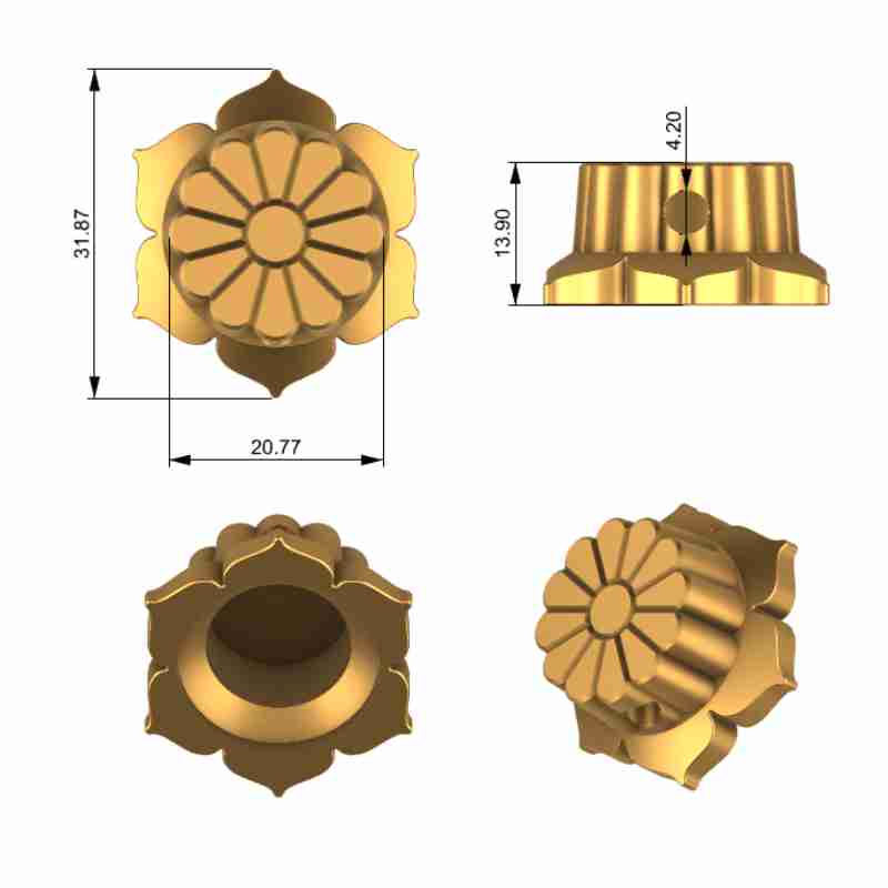 Guyker NKB-006 Potentiometer Knob Flower Style Set Gold Bronze Diameter 6MM - Image 7