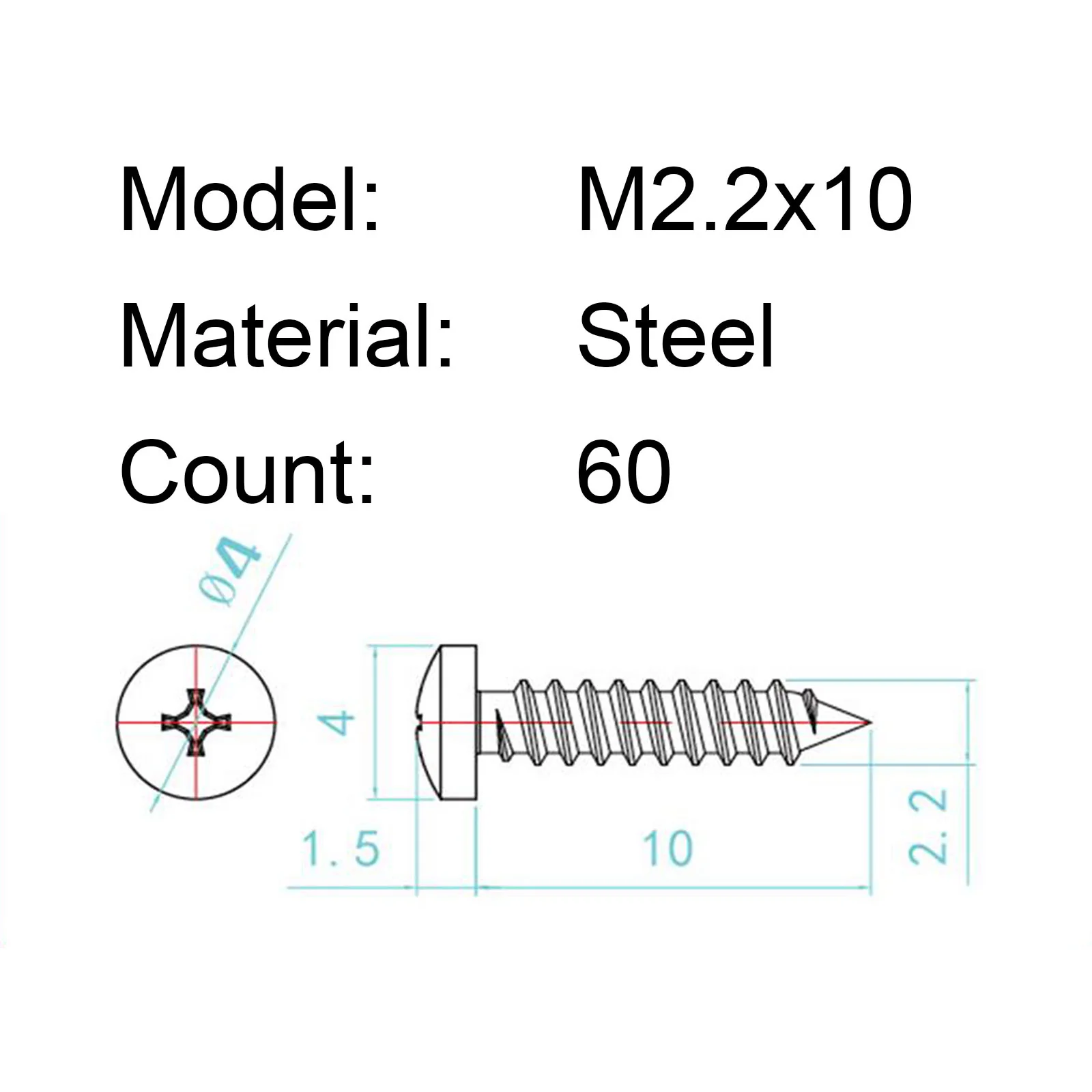 Guyker Precision Steel Tuner Mounting Screws M2.2 x 10mm for Guitar Machine Heads - Image 5