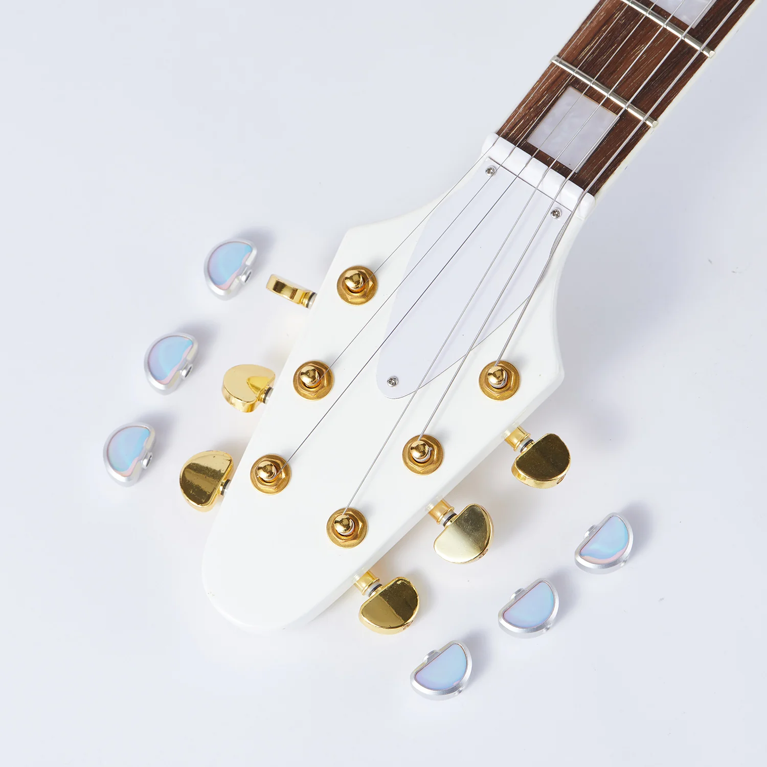 P05 Guyker White Tuner Buttons for Guitar for 3R3L Tuners - Image 10