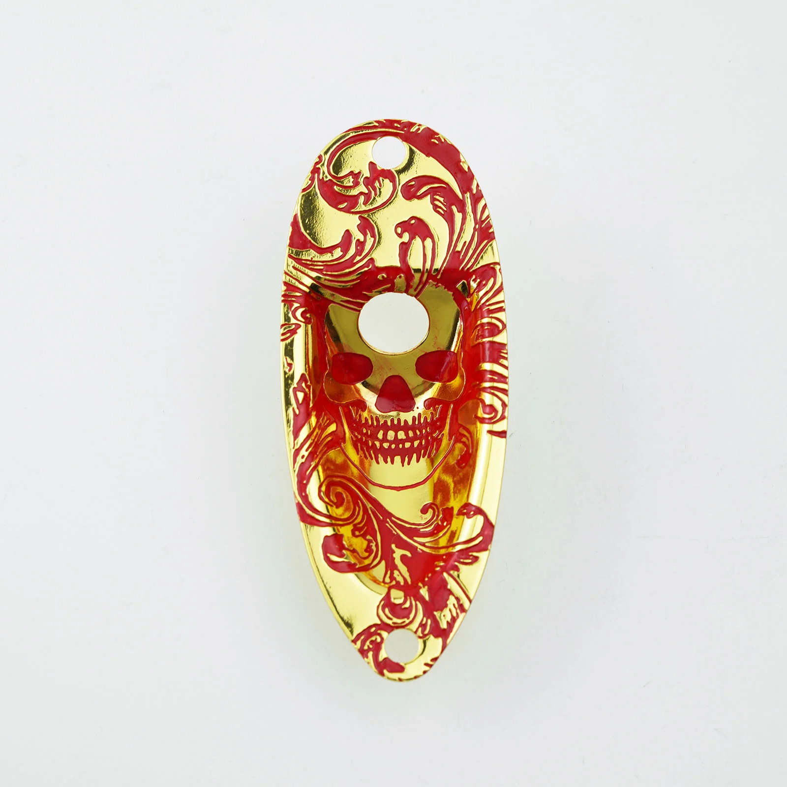 Guyker Guitar Output Jack Plate Engraved Skull Design with Electroplated Finish GJ-006 - Image 6