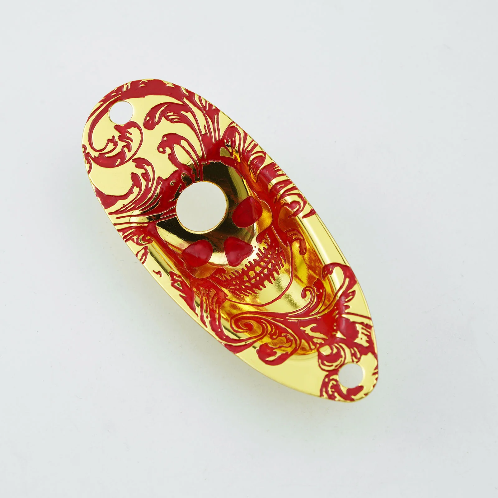 Guyker Guitar Output Jack Plate Engraved Skull Design with Electroplated Finish GJ-006 - Image 7