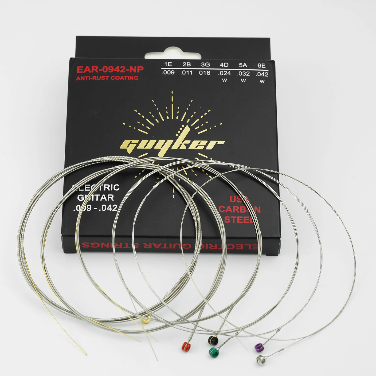 Guyker Electric Guitar Strings Set USA Carbon Steel E-A-D-G-B-E (.009-.042 / .010-.046) - Image 3